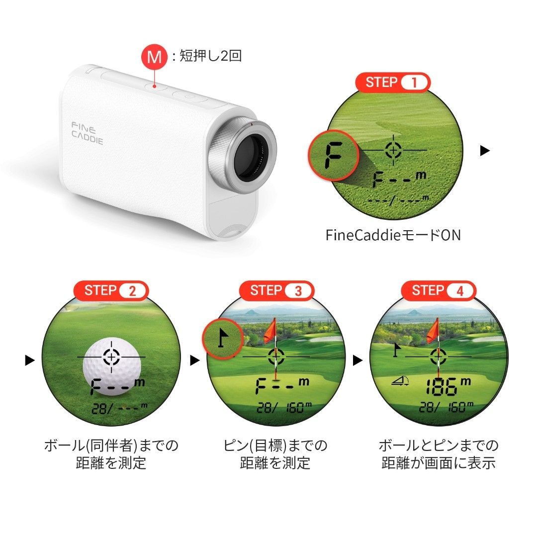 ファインキャディ J7mini ゴルフ距離計 ホワイト 小さすぎ！薄すぎ