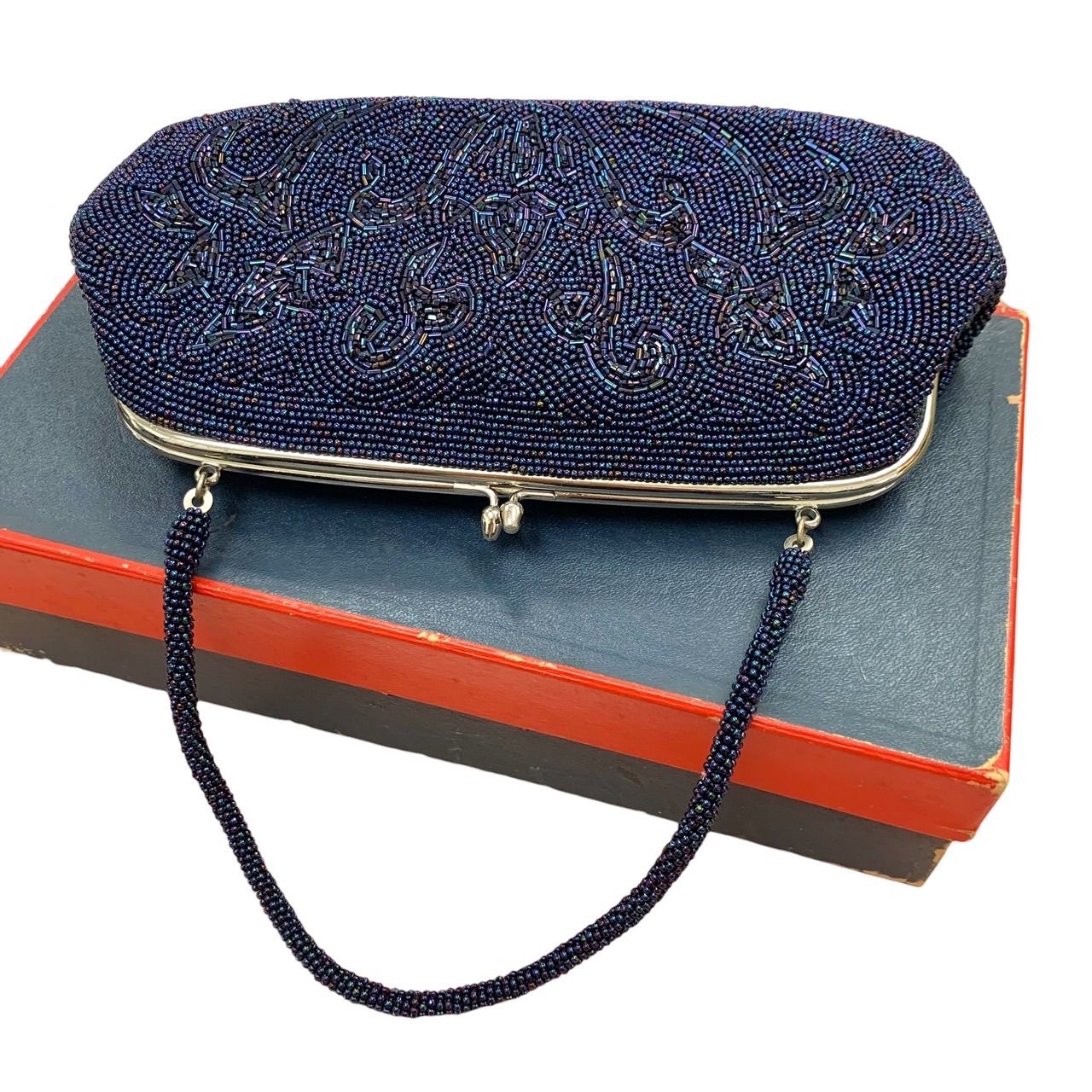 美品きれいです⭐️ ビーズ花模様バッグ】 和装小物 和装バッグ ビーズ