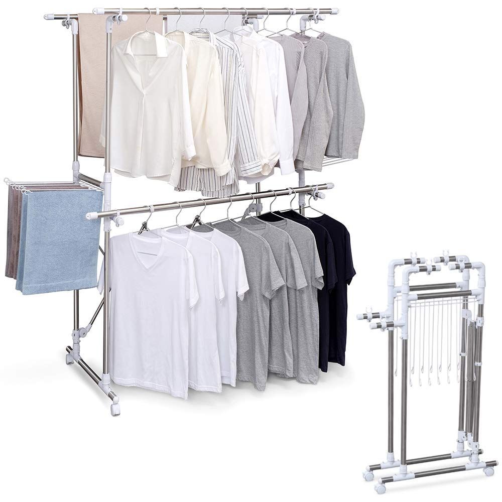 アイリスオーヤマ 洗濯物干し 室内物干し コンパクト収納 部屋干し時間短縮 タオルハンガー付き キャスター付き 約4 5人用 物干し 幅約153.5 192.5×奥行約64.0 73.0×高さ約111.0 172.0 cm KTM-2018 R