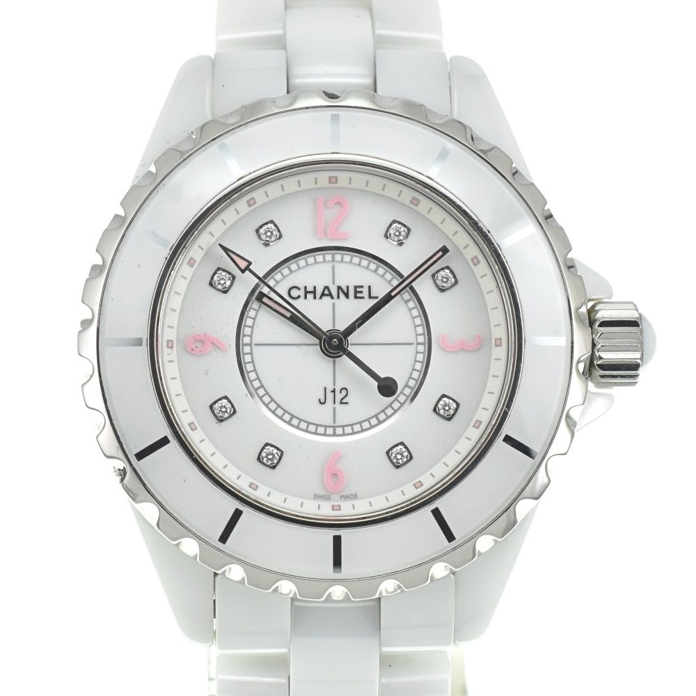 シャネル CHANEL H4863 J12 ピンクライト 33mm 8P ダイヤモンド 世界 1200本 クォーツ レディース 箱 保証書付き M 140097