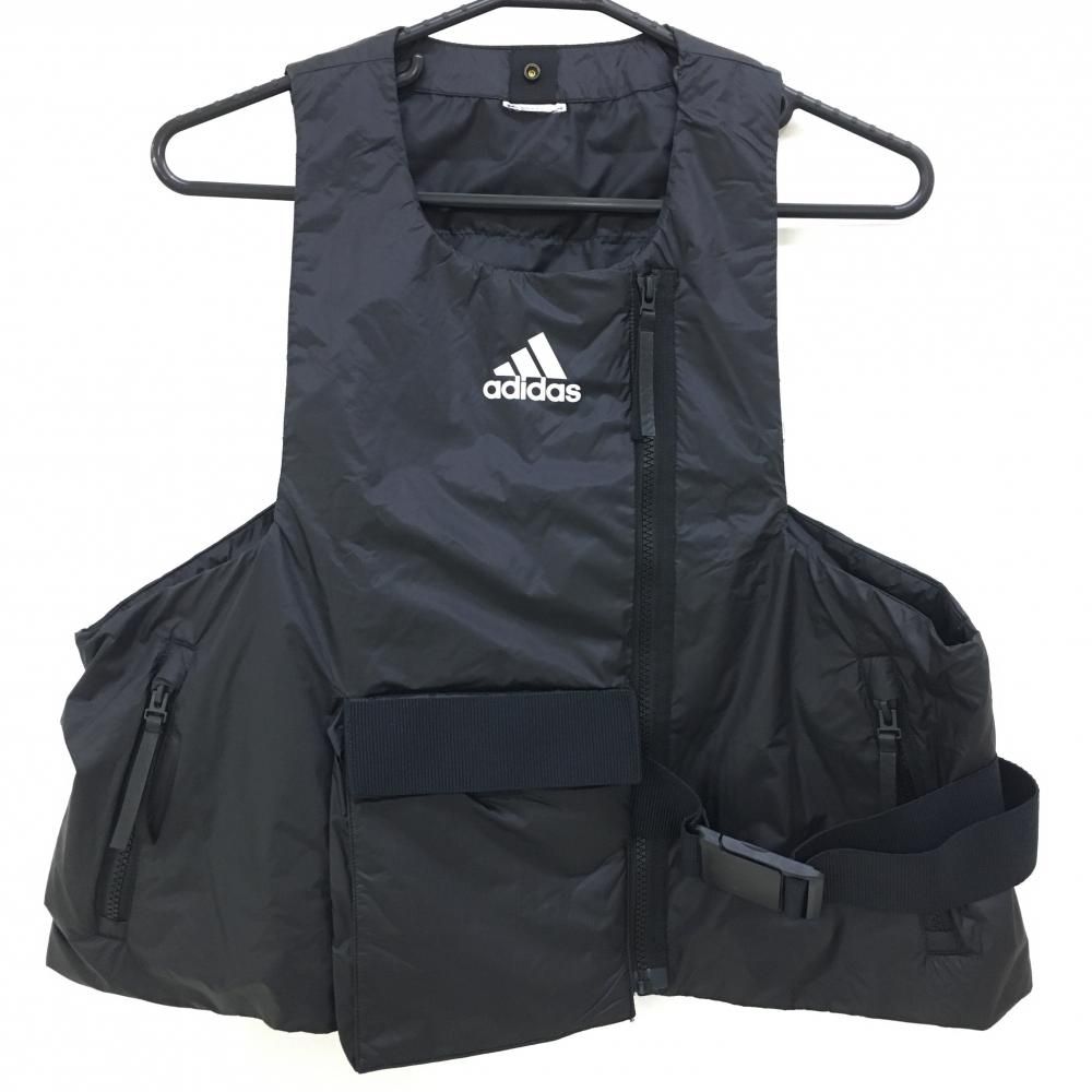 【美品】アディダス アウターベスト 黒 ロゴプリント  レディース 表記なし ゴルフウェア adidas