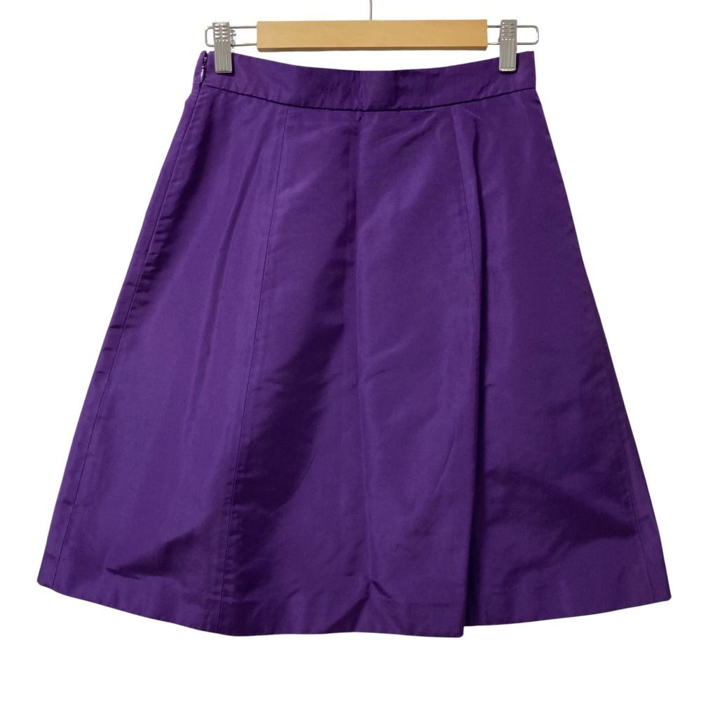 PRADA プラダ シルク ボックスプリーツ ひざ丈 スカート サイズ38S パープル レディース 古着