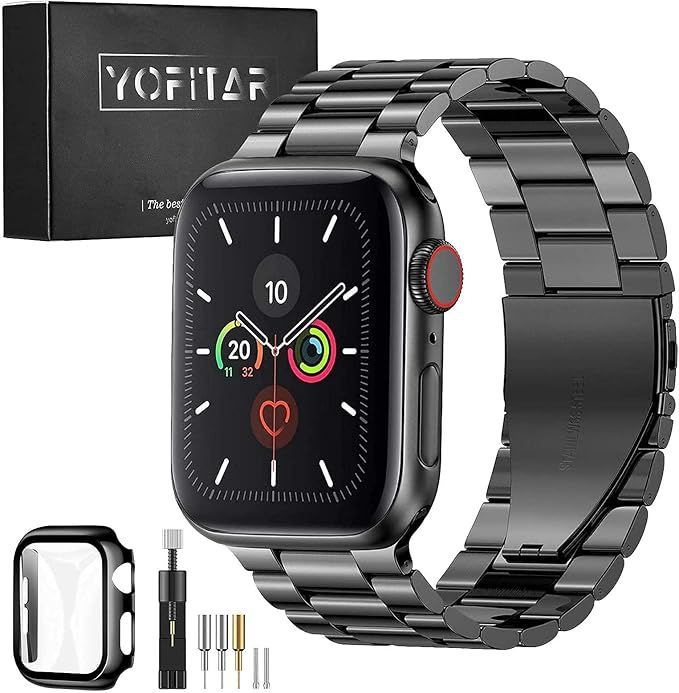 【新作登場，本物保証】 【在庫処分】[YOFITAR] for Apple Watch バンド 保護ケース付き ステンレス製 アップルウォッチ 交換ベルト Apple Watch Ultra 2/Ultra/9/8/7/SE2/6/SE/5/4/3/2/1対応 iWatch 応募券