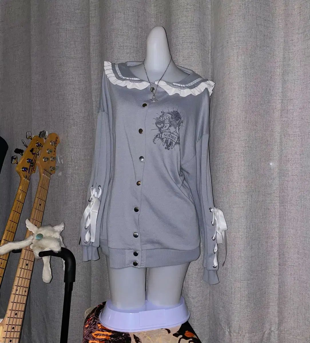 NOEMIE ノエミー ペールブルー セーラー リボン カーディガン