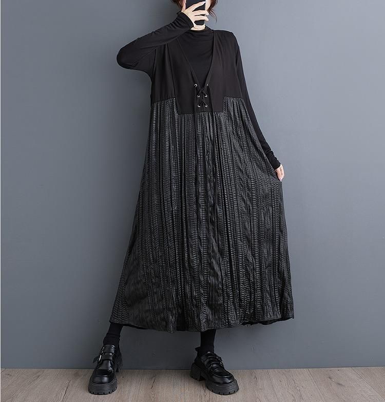 センソユニコ ワンピース ロング 黒 大きいサイズ ワンピース ロング ジレ マジョマジョ ムジヤ