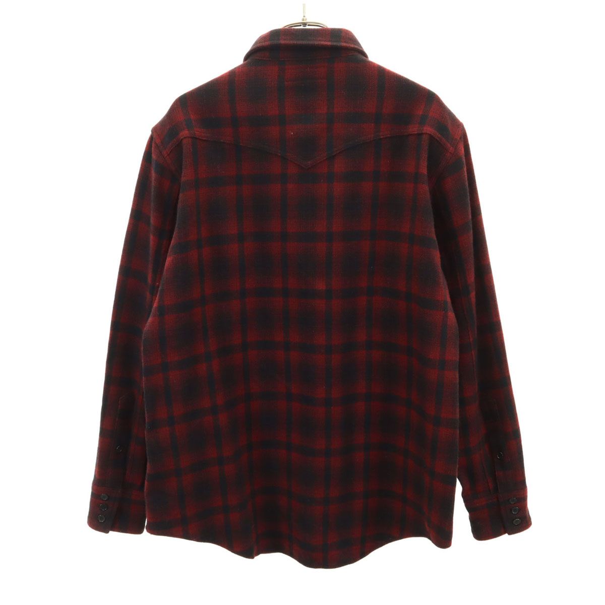 古着 Yves Saint Laurent 長袖チェックシャツ SAINT LAURENT PARIS サンローランパリ 日本製 ウールブレンド