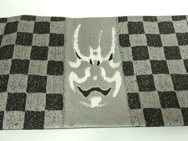 平和屋本店■極上　ワンタッチつけ帯　歌舞伎　隈取り　市松　銀糸　逸品　DZAA6330kh5 平和屋本店□極上 ワンタッチつけ帯 歌舞伎 隈取り 市松 銀糸 逸品