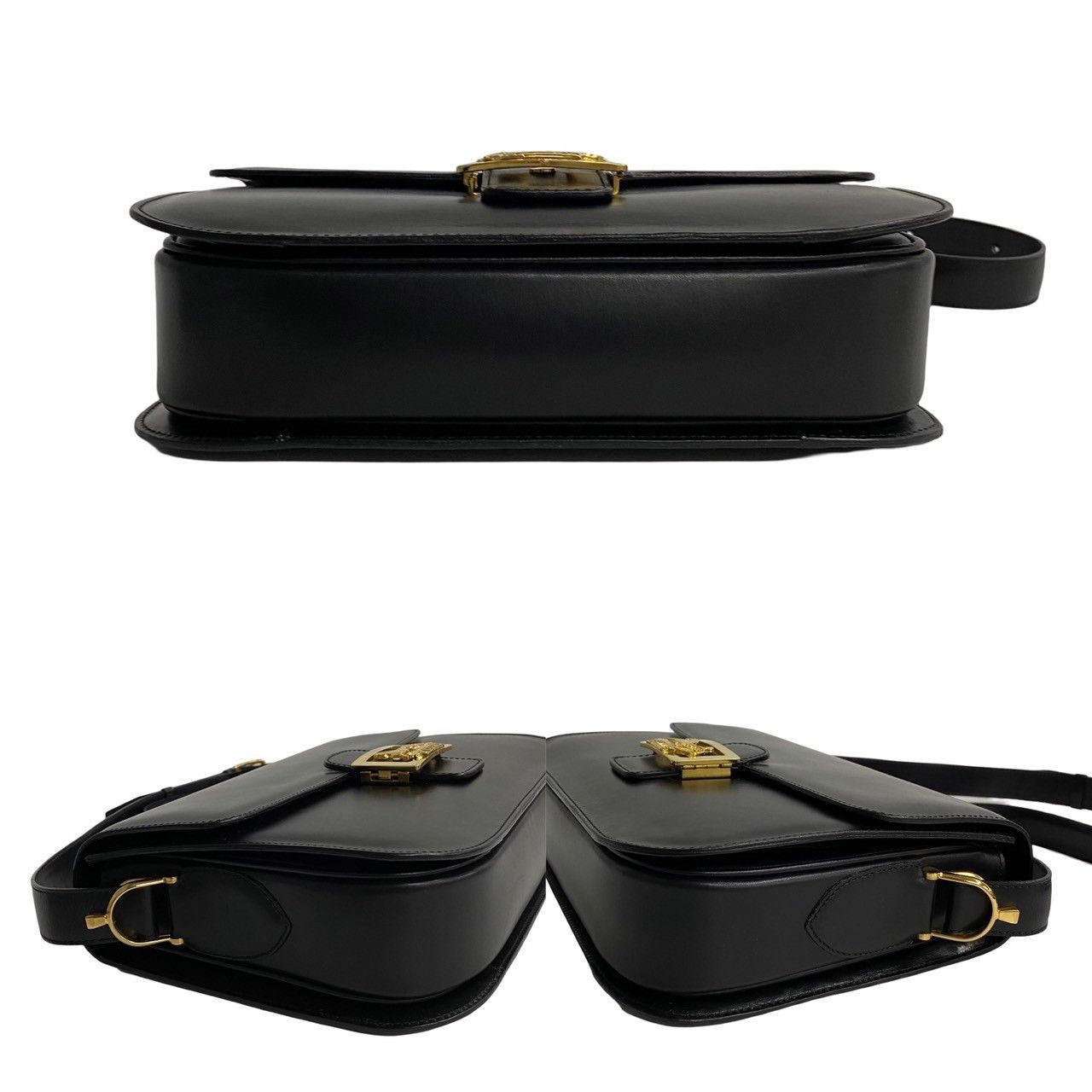 ほぼ未使用 袋付 CELINE セリーヌ 馬車金具 ロゴ カーフレザー