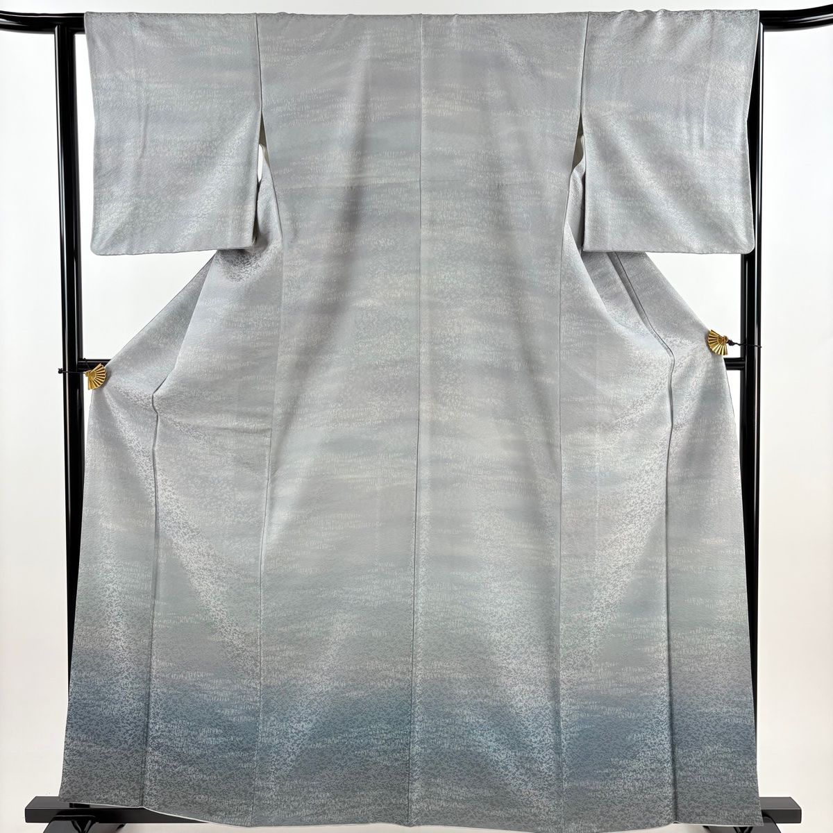 付下げ 身丈160.5cm 裄丈63cm S 袷 霞 銀通し 染め分け 青灰色 正絹