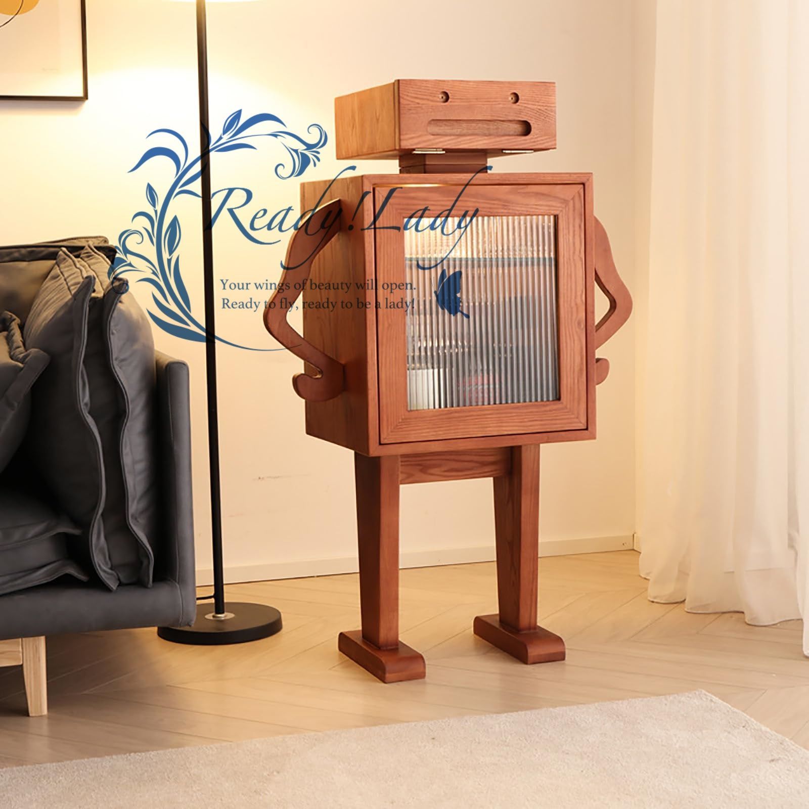 ワインバーキャビネット 酒類貯蔵ロッカー 大容量 無垢材ロボットワインキャビネット 多く瓶サイズ対応 自立式ワインラック リビングルーム ホームバー用 エレガントなワインストレージ バー|ワインセラー|キッチン ォールナット色