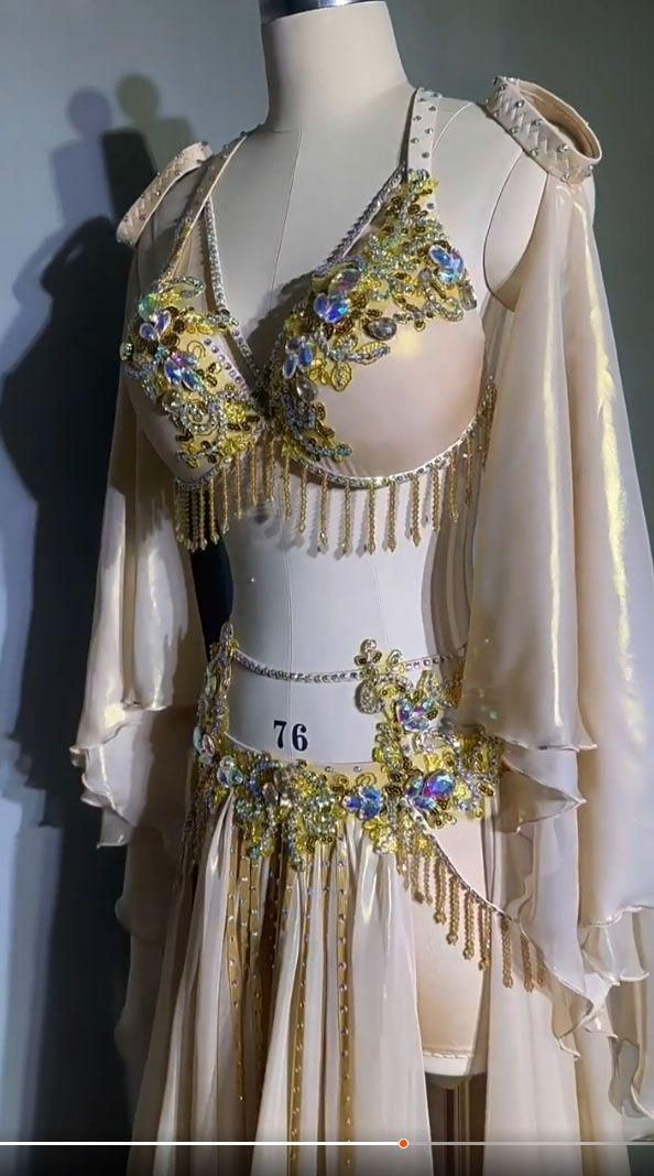 ベリーダンス衣装 セットアップ シャンパン ブラスカート オーダーメイド ベリーダンス衣装 セットアップ シャンパン ブラスカート