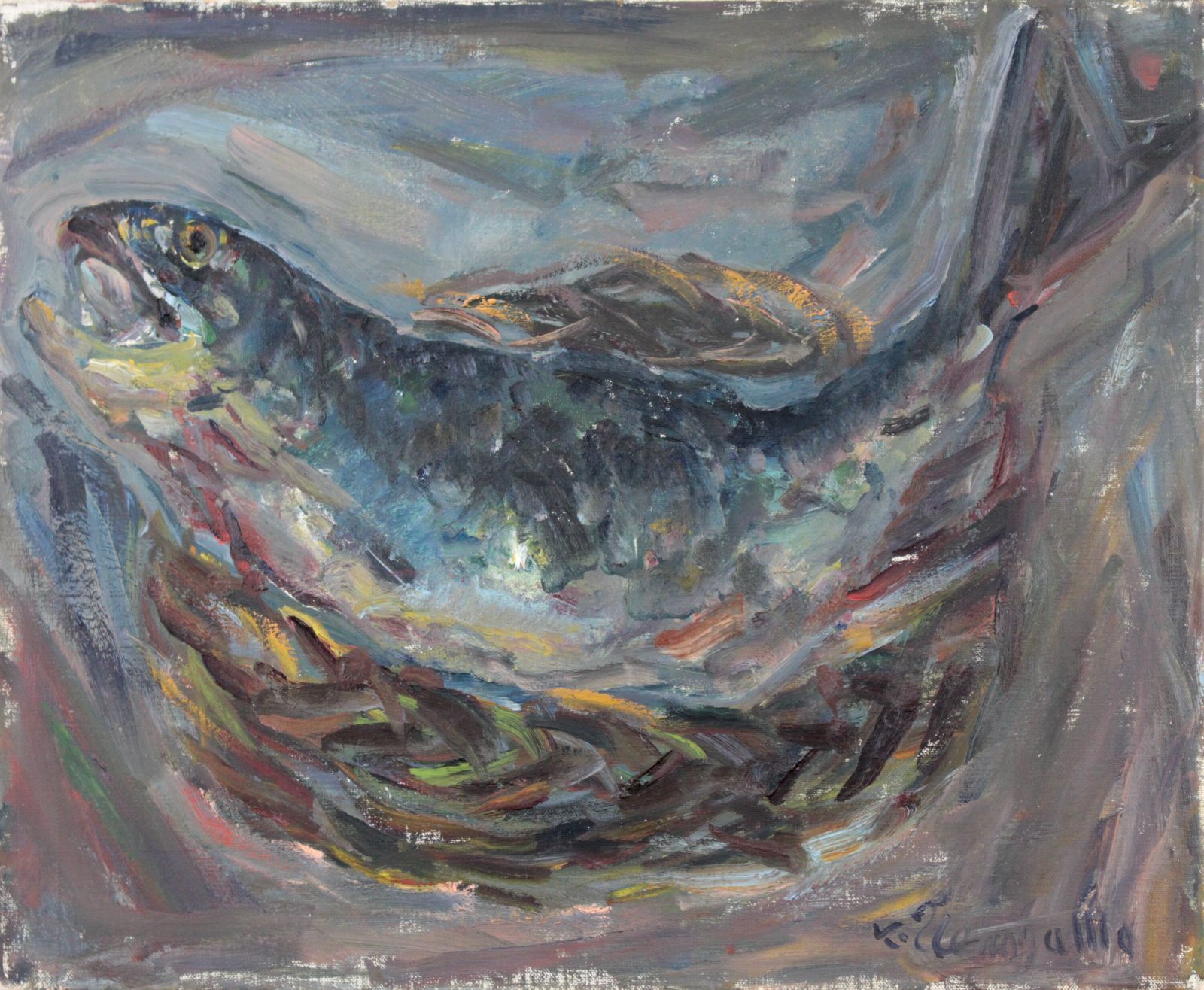 上野山清貢『魚』油彩画【真作保証】 絵画 上野山 清貢『魚』油彩画【真作保証】 絵画 - メルカリ