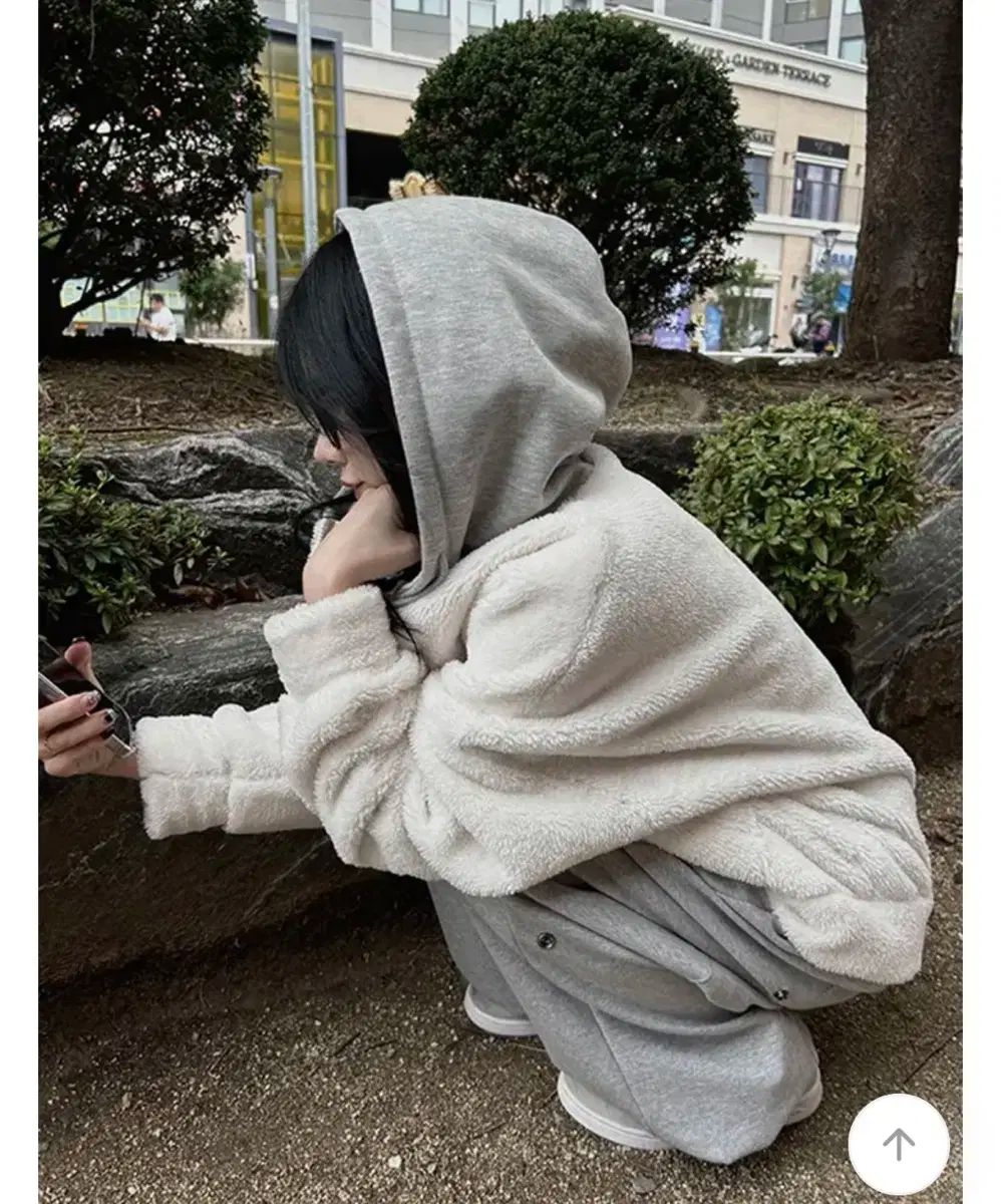 ボアフリース フリース ＋ グレー ジップアップパーカー フード付き グレーパンツ set