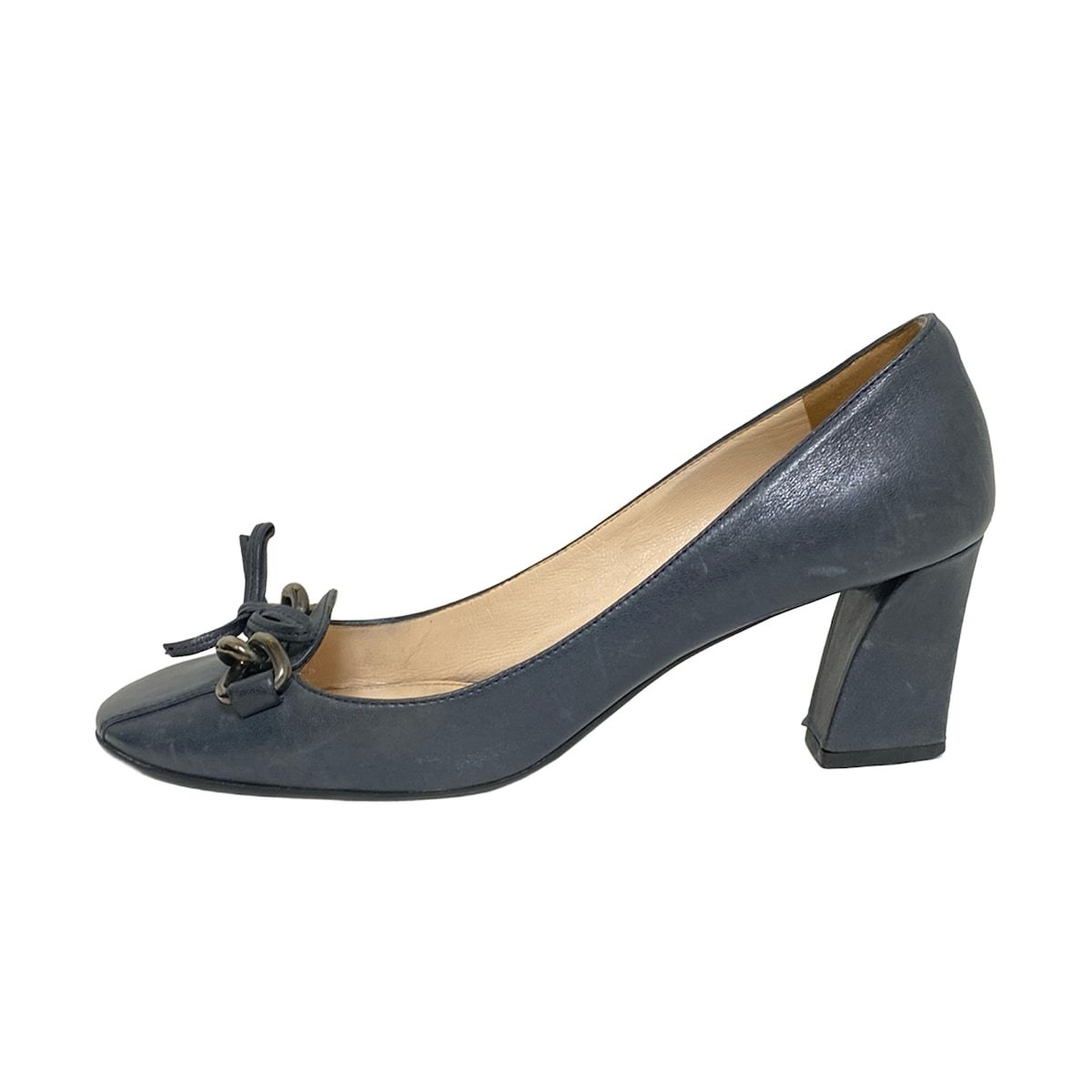 PRADA プラダ パンプス 37 レディース - ネイビー レザー