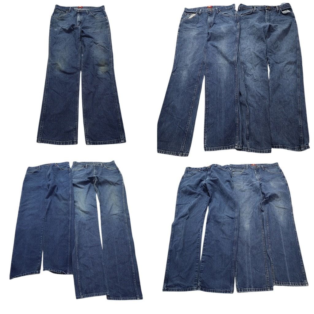 古着卸 まとめ売り Wrangler ラングラー デニム パンツ 7枚セット (メンズ 35 ) インディゴブルー フェード アメカジ 中古 古着 MY5403