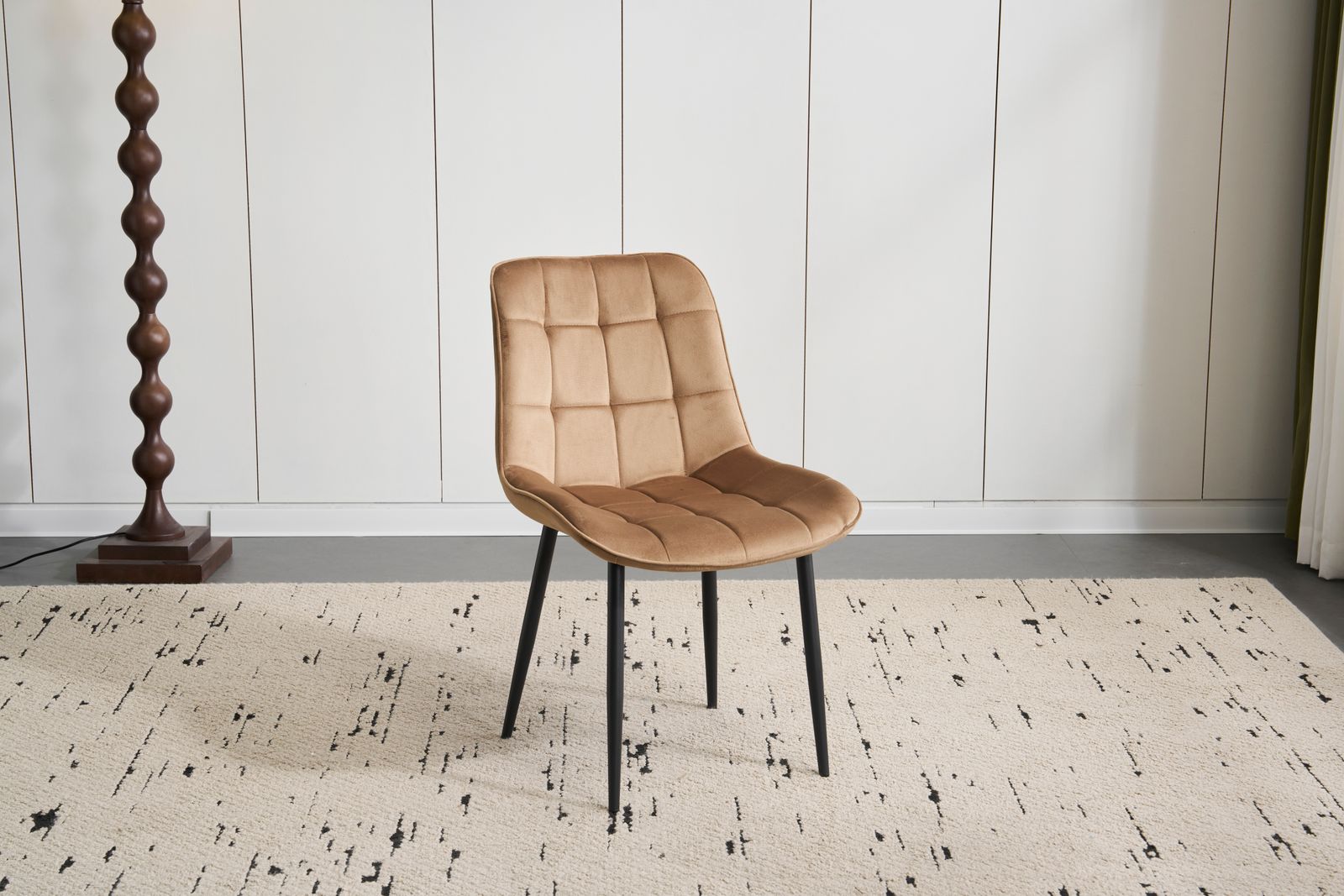 単品1脚】ダイニングチェア 椅子 ベルベット座面 コンパクト スチール