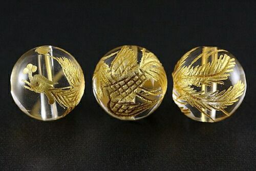 水晶18mm (金) 鳳凰 【彫刻 一粒売りビーズ】 風水 パワーストーン / インペリアルオーラ おしゃれ かわいい オシャレ 可愛い プレゼント ギフト 贈り物
