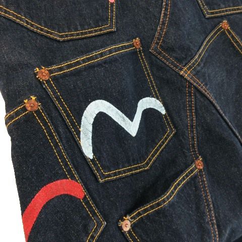 エヴィス ドンナ デニム タイトスカート M カモメ エヴィス EVISU donna デニムスカート タイト ミモレ ひざ丈