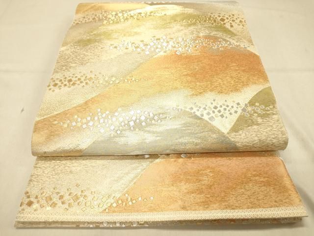平和屋着物◎西陣 服部織物謹製 六通柄袋帯 重山箔散らし文 金