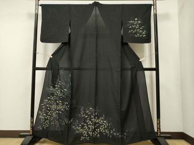 平和屋着物＊夏物 訪問着 絽 霞草木文 暈し染め 銀彩