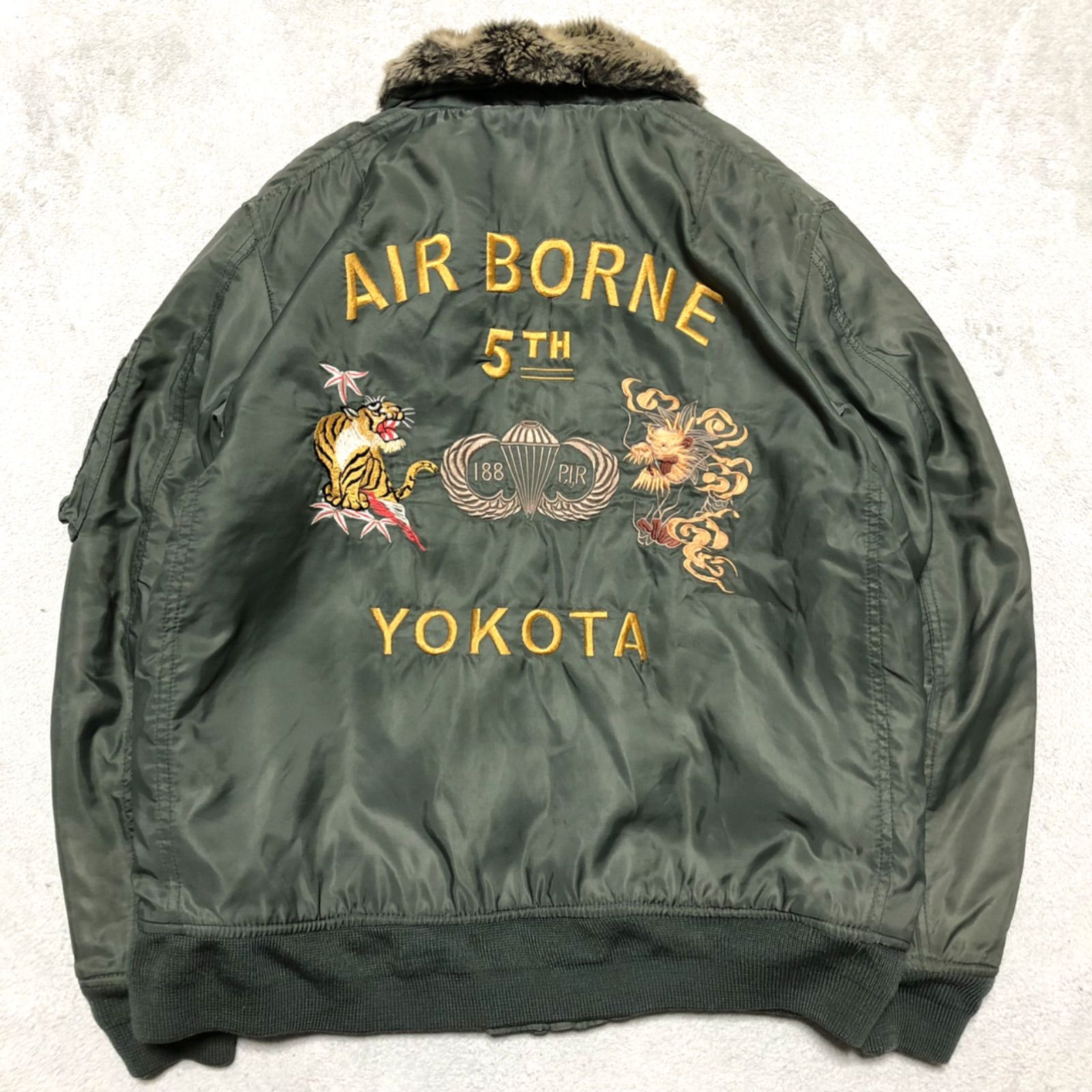 【美品】HOUSTON B-15D 日本製 SAGE 46サイズ(XXL) HOUSTON B-15D フライトジャケット ボンバージャケット