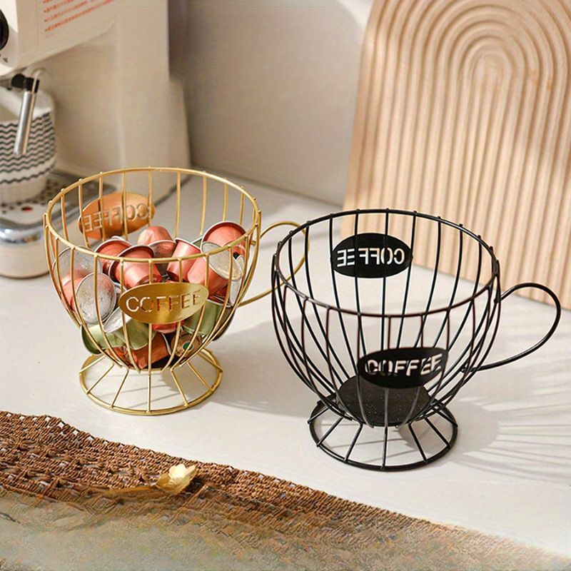 小物入れ コーヒーカップデザイン スナック＆キャンディー収納ラック コーヒーポーション コーヒーカプセル シンプル キッチン coffee ワイヤーデザイン かわいい おしゃれ sj8b454