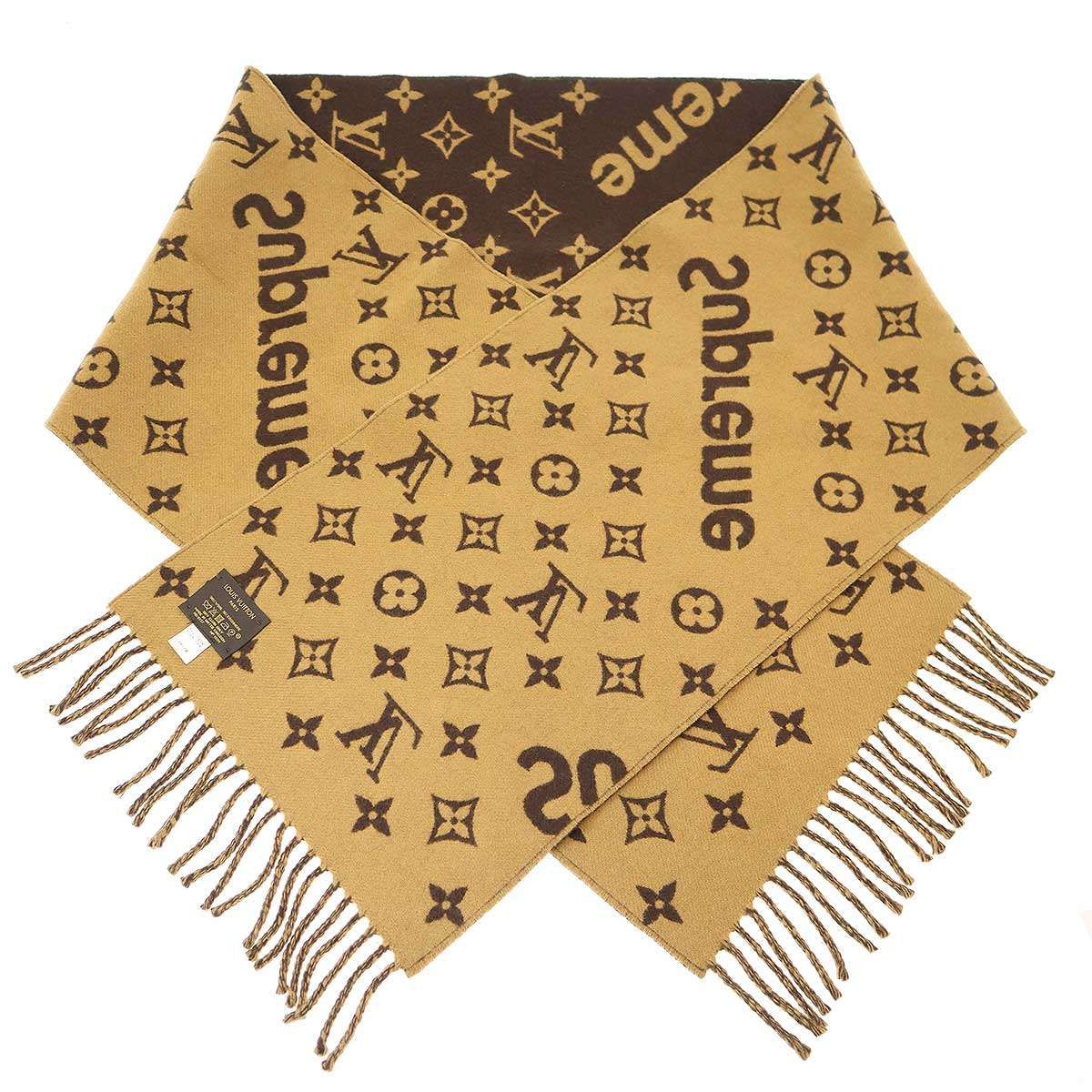 ルイヴィトン×シュプリーム MP1891 ウール×カシミヤ マフラー LOUIS VUITTON×Supreme 17AWモノグラムマフラーMP1891 MP1891