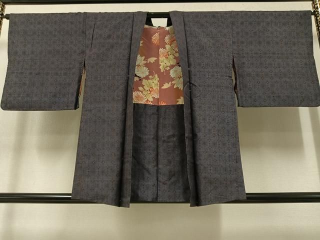 平和屋着物○上質な紬 花唐草文 背抜き仕立て 正絹 逸品 DAAV1507tw