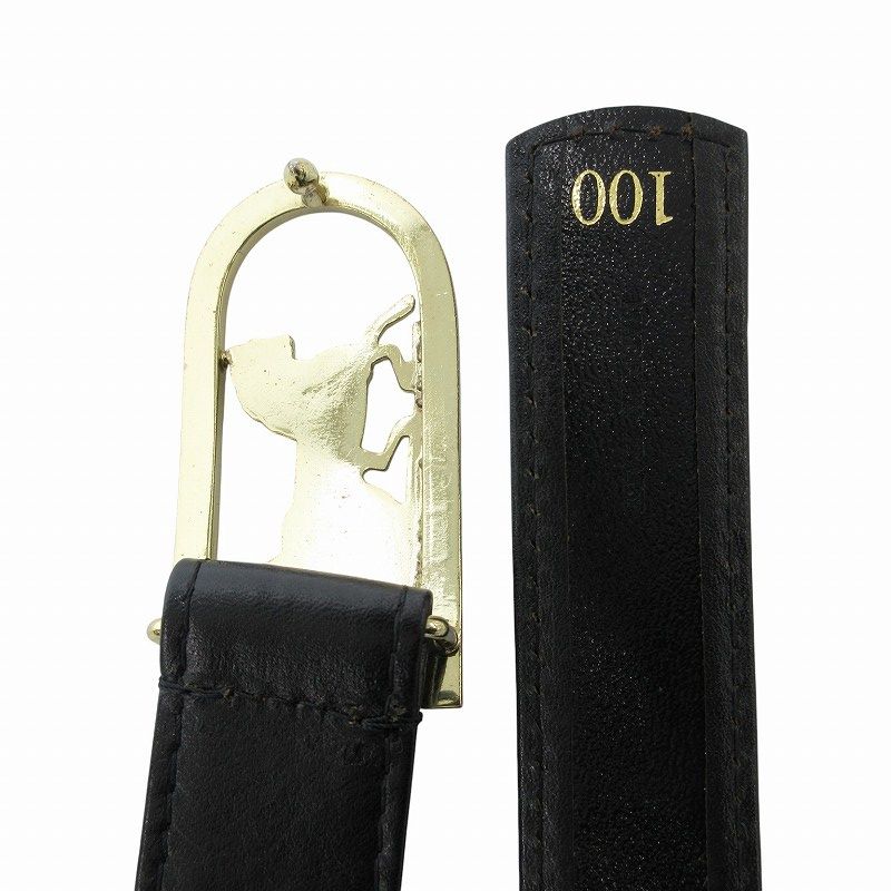 セリーヌ CELINE ベルト レザー 革 ロゴ 馬車 バックル 100 黒