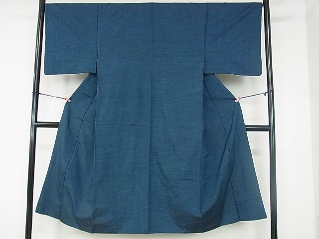 平和屋着物▽上質な紬　単衣　濃藍色　正絹　逸品　DAAV9681sf 平和屋着物▽上質な紬 単衣 濃藍色 正絹 逸品 DAAV9681sf