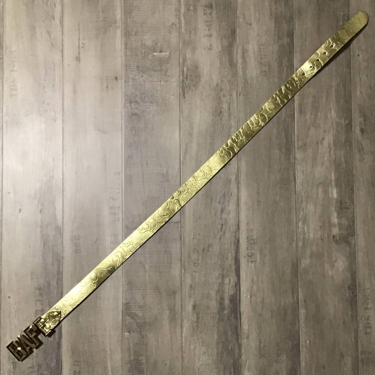 ☆XL☆ BAPE LOGO 型押し ゴールド レザー ベルト a bathing ape Gold