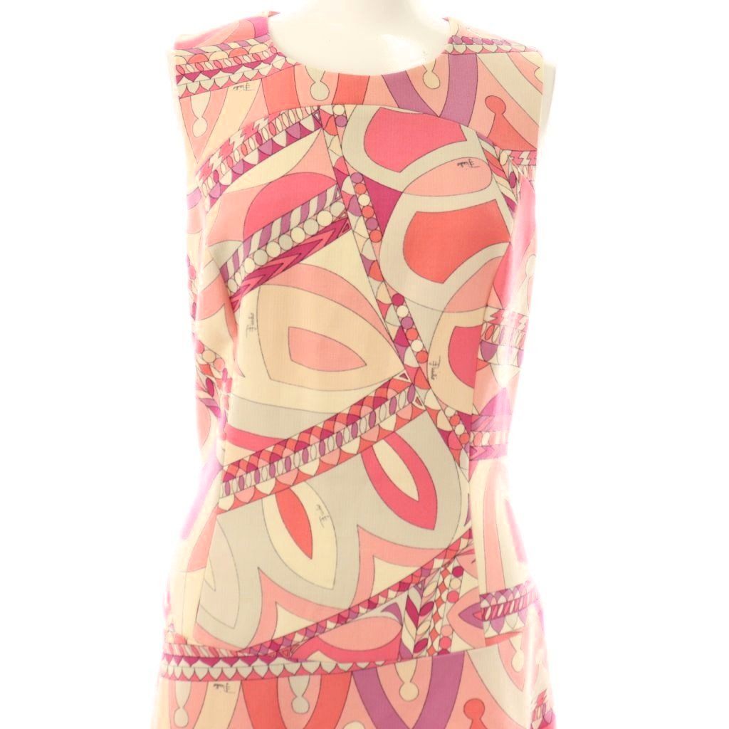 EMILIO PUCCIエミリオプッチ　ノースリーブワンピース　総柄　ストレッチ EMILIO PUCCI エミリオプッチ ワンピース ノースリーブ 34