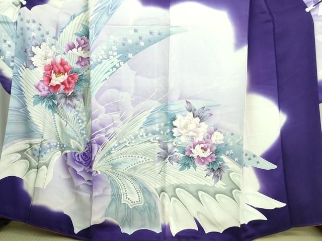 平和屋着物□豪華振袖 刺繍 草花文 暈し染め 金糸 正絹 逸品