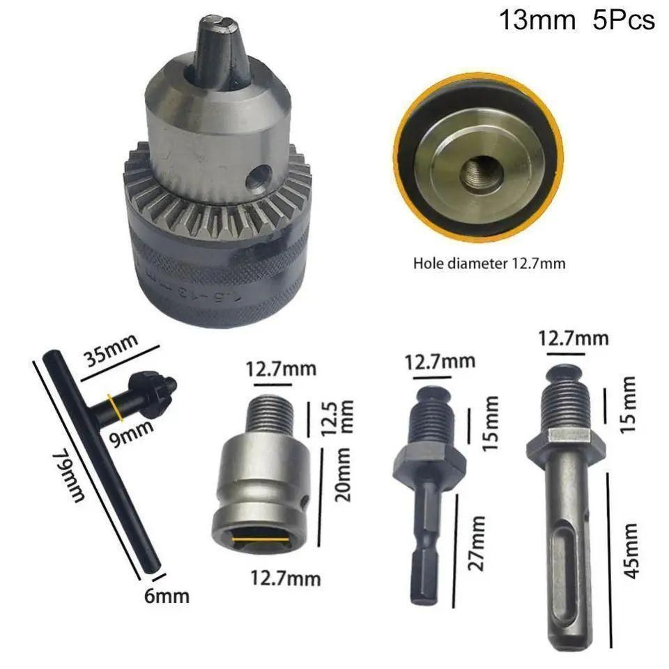 ドリルチャック アダプター 5点セット 13mm キー付き  アタッチメント 電動工具