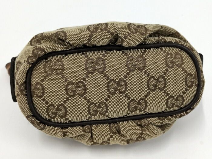 GUCCI ポーチ GGキャンバス バンブー ブラウン キャンバス