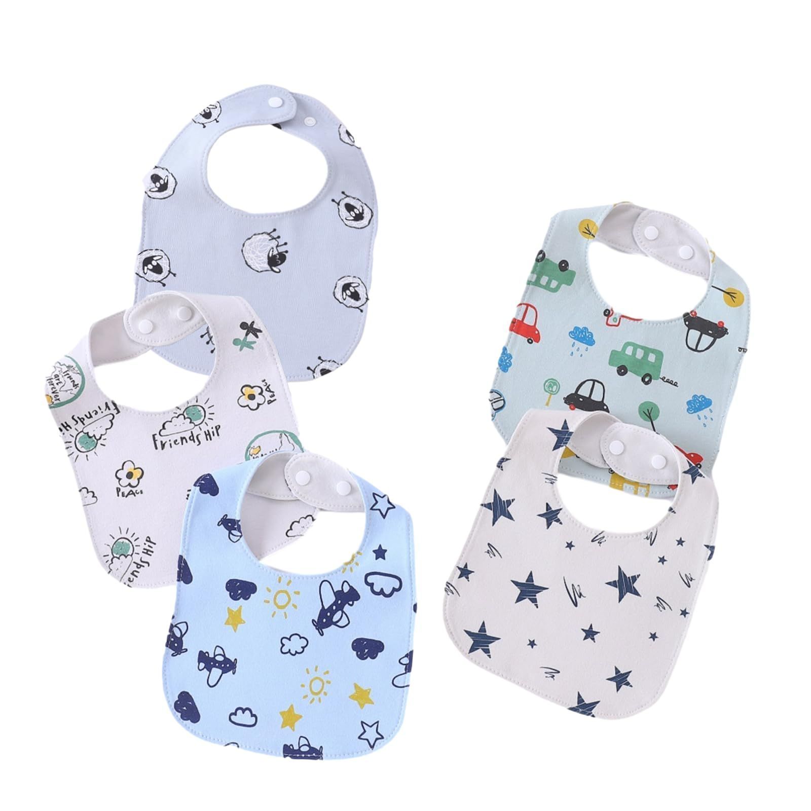 人気，送料無料 【新着商品】5枚セット かわいい スタイ 赤ちゃん エプロン 防水 サイズ調整可能 ビブ 食事用 ベビー U型 男の子 よだれかけ 女の子【JioJio】 [Eff] (UC) ベビー用食器