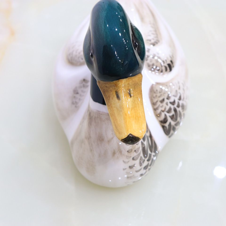 陶器 動物 鴨 置物 イタリア製 完成品 カルガモ マガモ アニマル 