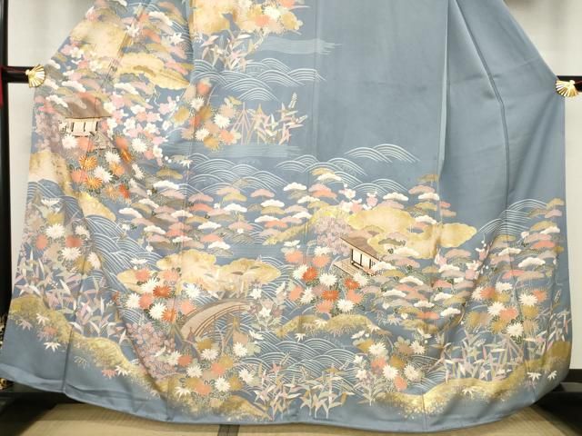 平和屋着物○訪問着 駒刺繍 風景花文 金彩 正絹 逸品 AAAZ8094ck