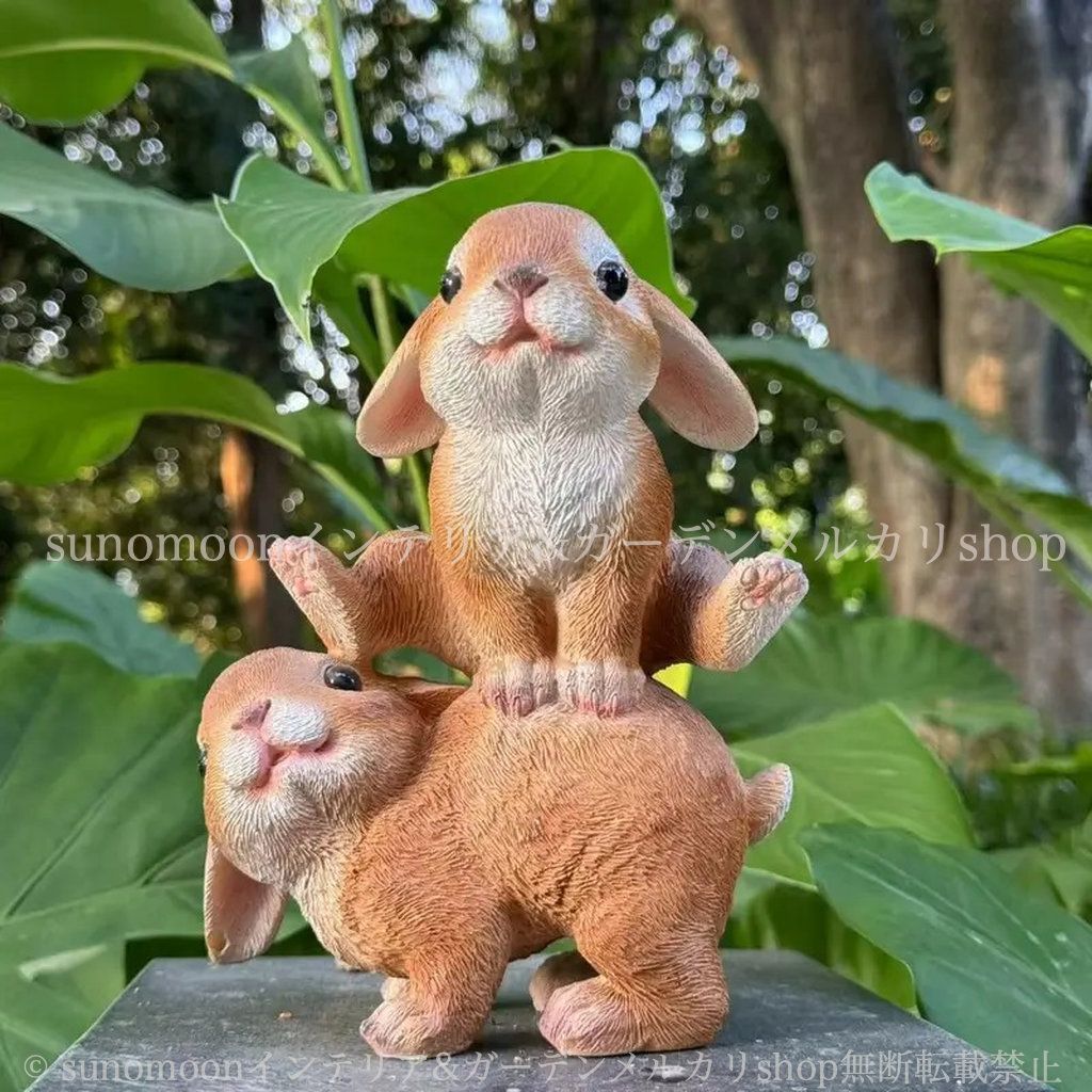 4-7 馬飛び 置物 インテリア おしゃれ 庭の装飾 お洒落 アニマル かわいい ガーデン ガーデニング 雑貨 2匹 ガーデン雑貨 うさぎ ガーデンインテリア ウサギ ガーデンオブジェ