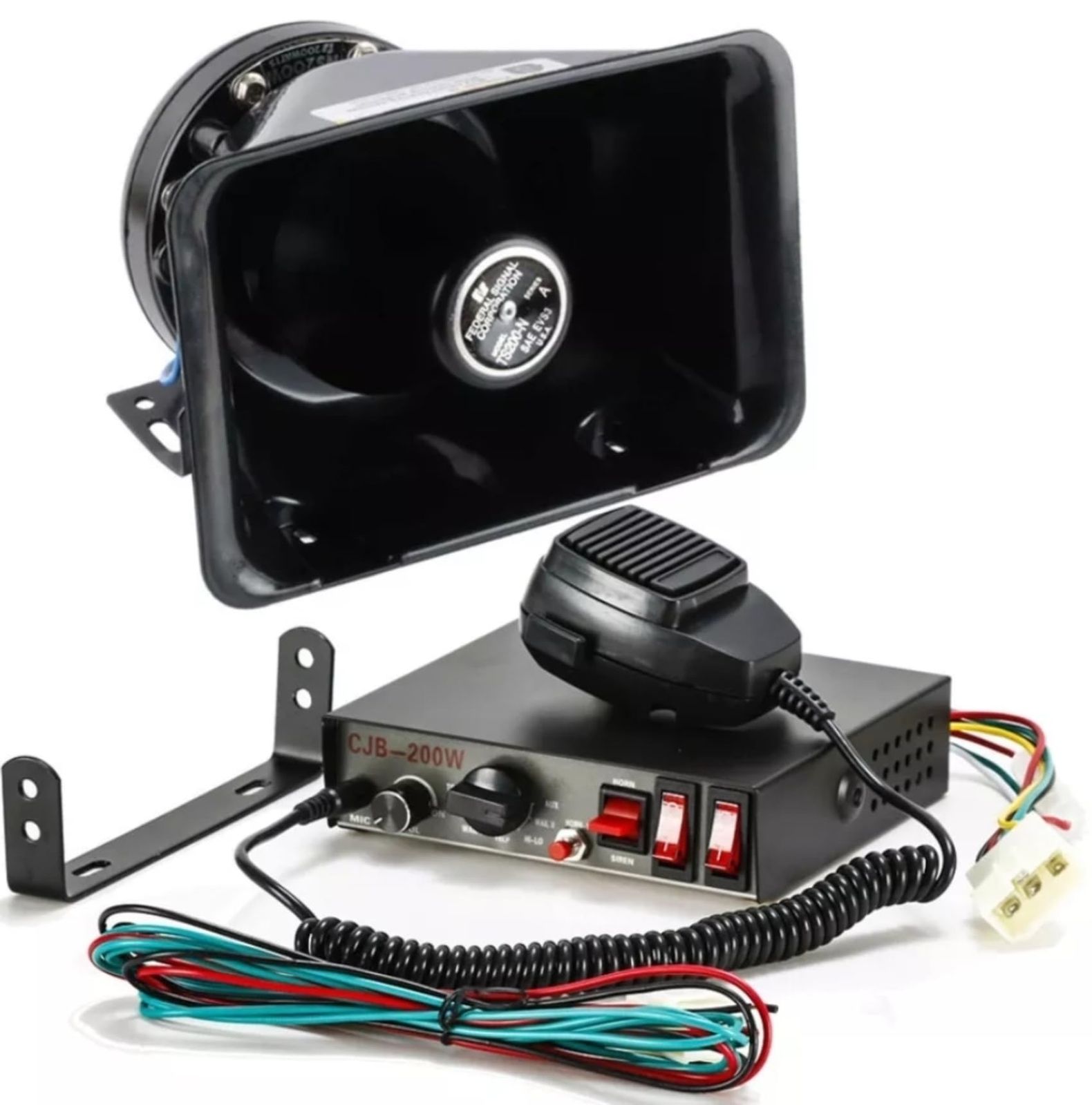 [Ra1zing]トラック12V 24V 200W LED テールランプ ライト 拡声器 スピーカー マイク アンプ サイレン イベント防災 130DB 防犯 宣伝 メガホン パトロール エアホーン (24V) [24V]