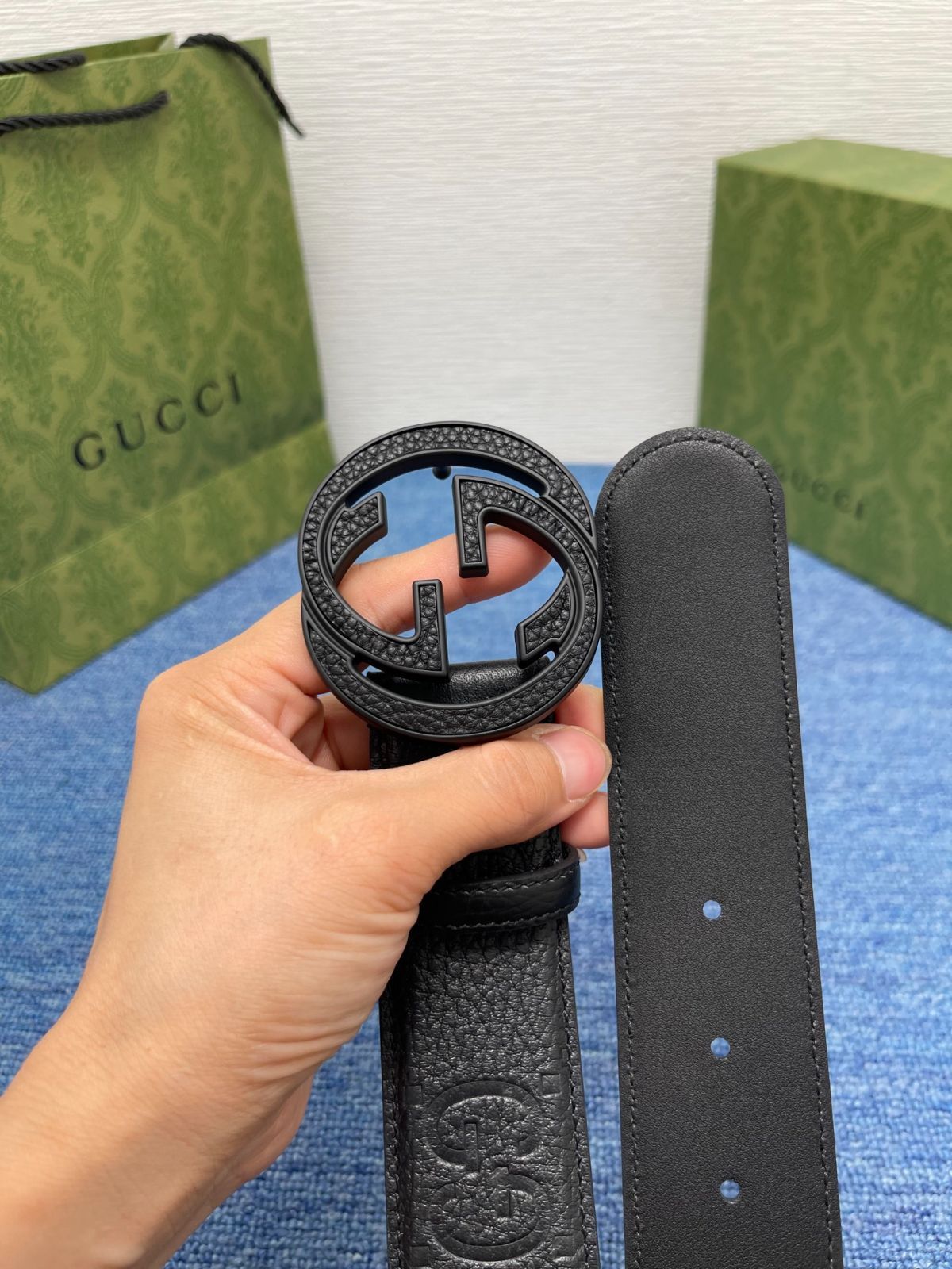 GW中お値下げ中!GUCCI ブラウンレザーベルト ダブルGロゴ GUCCI グッチ インターロッキング GG ロゴ レザー ベルト