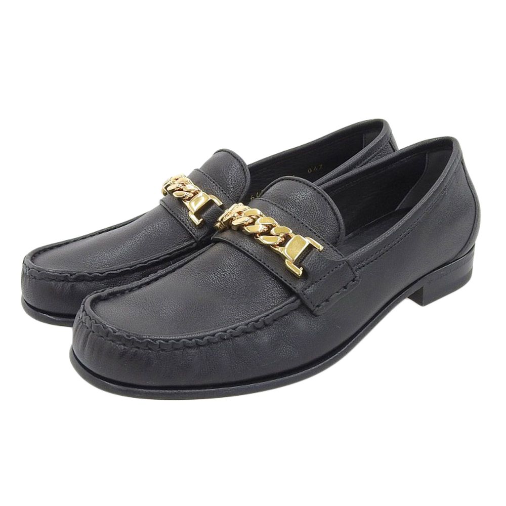GUCCI グッチ 新品同様 GUCCI グッチ チェーン レザー ローファー 