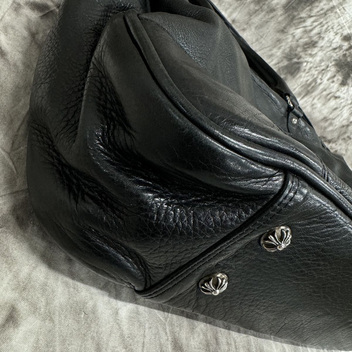 CHROME HEARTS/クロムハーツ レザーブリーフケース フレアニーパッチ