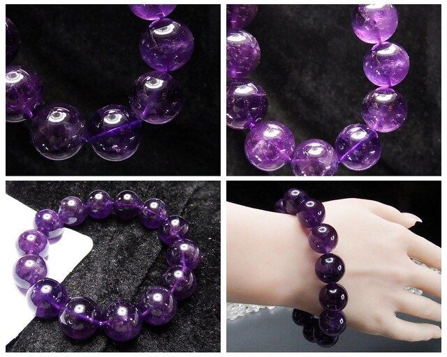 濃いロイヤル紫アメジスト超大玉約16mm天然石ブレスレット数珠メンズLLサイズ