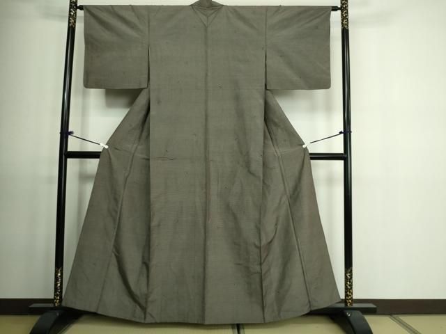 平和屋着物□極上 紬 単衣 舞桜 黒紅色地 まるやま扱い 逸品