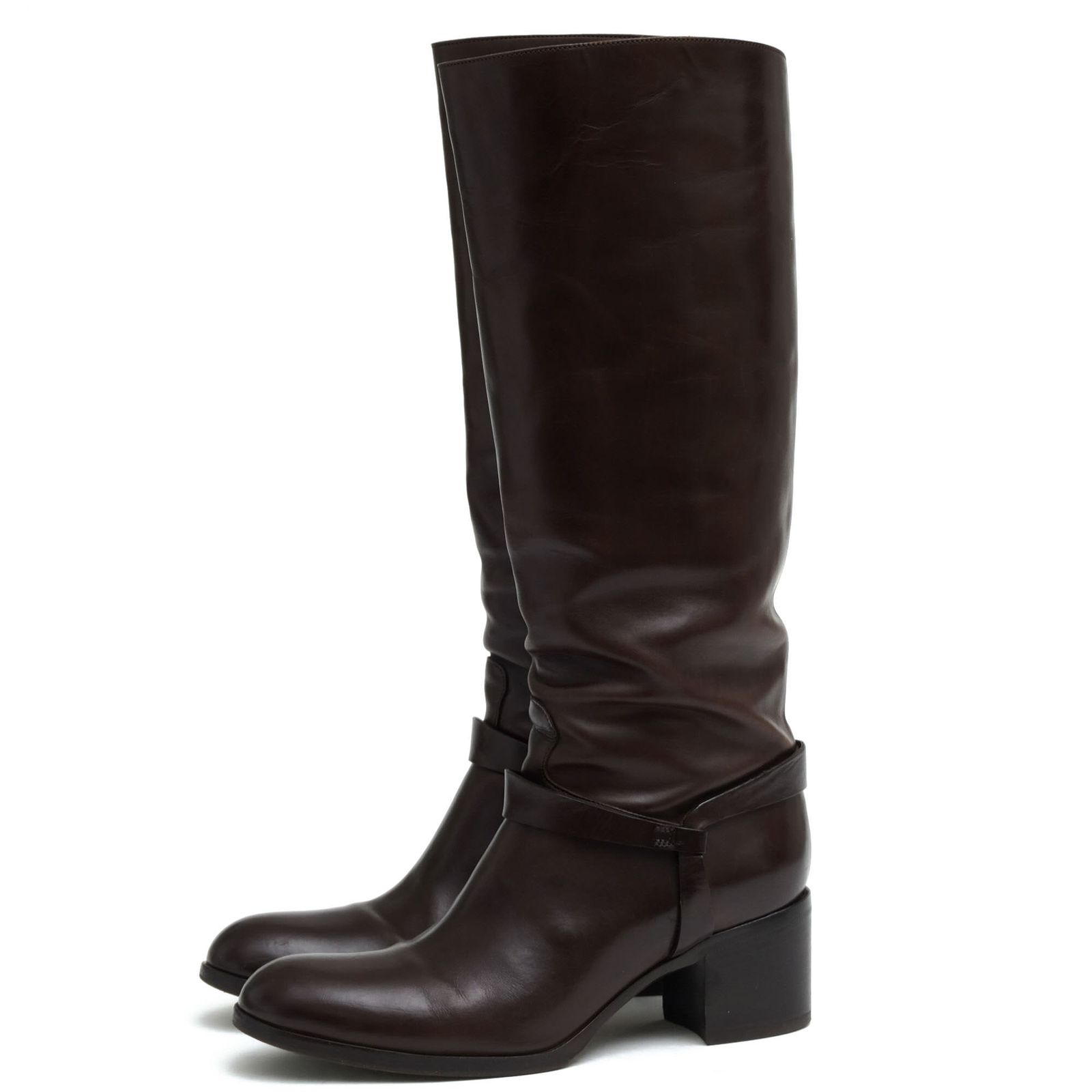 ⭐️未使用品⭐️ SARTORE ロングブーツ 編み込みブーツ プレーントゥ 黒