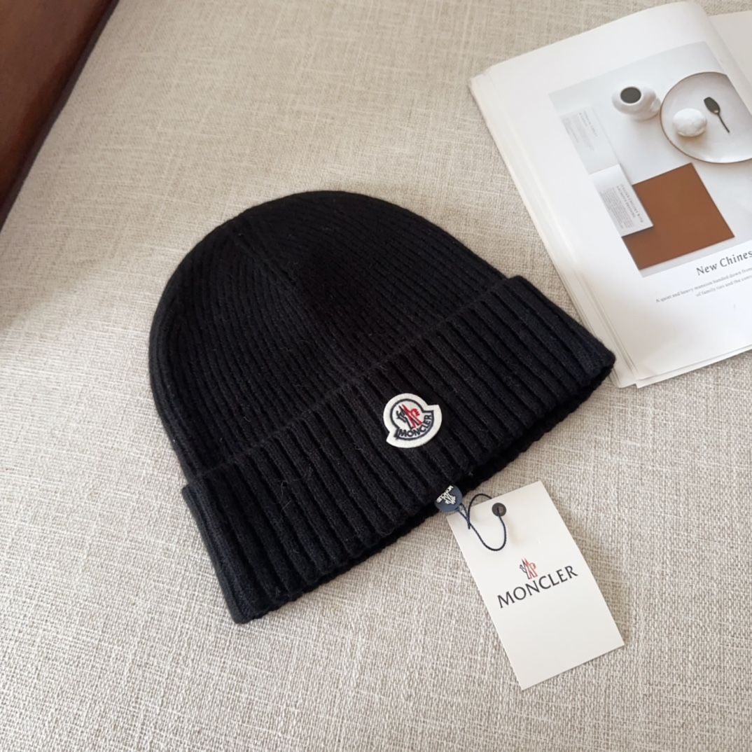 MONCLERウールフリース帽子ブラック｜ ｜