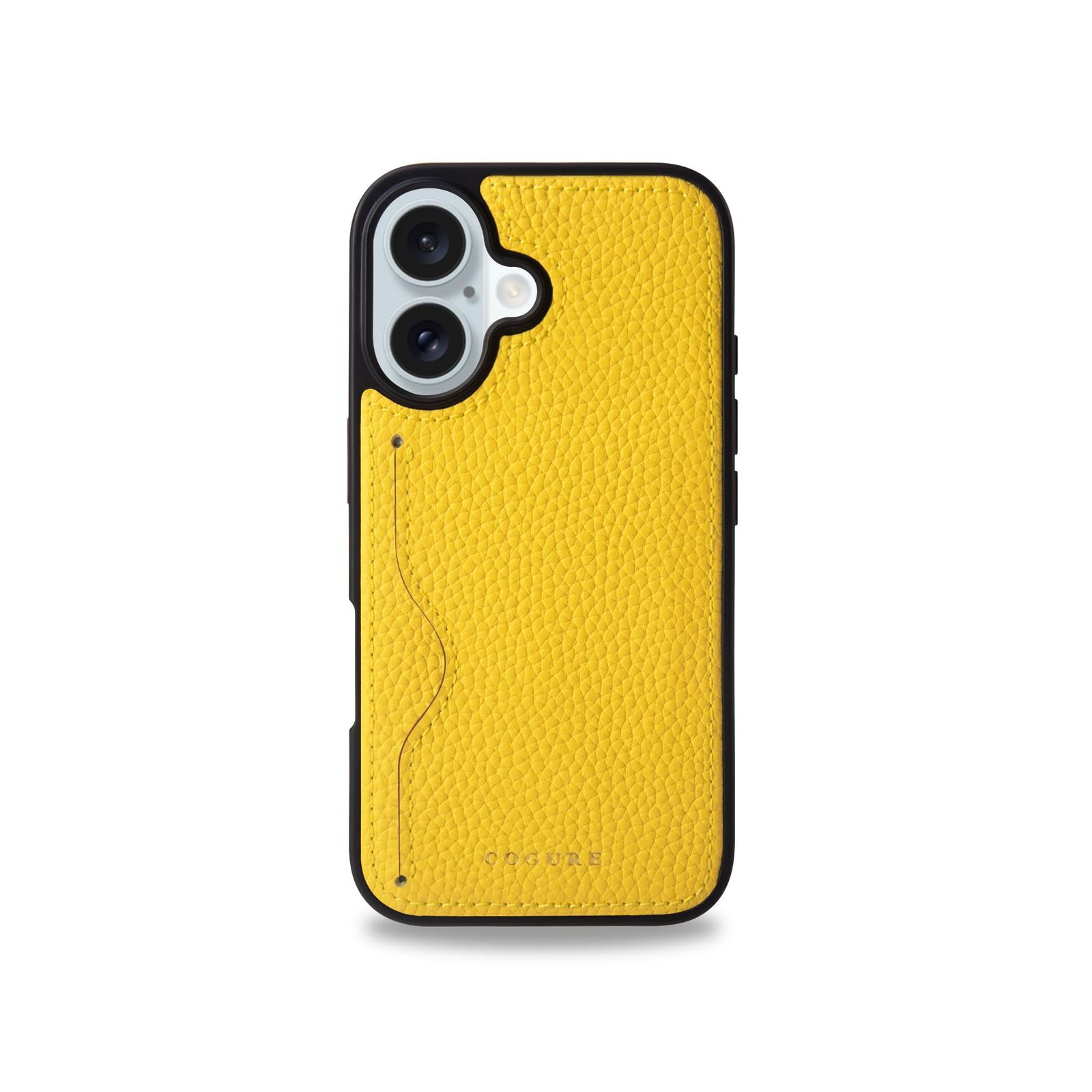 数量 コグレ iPhone16 ケース 本革 シュリンクカーフレザー カード入れ シンプル おしゃれ ギフトボックス付き COPC1 イエロー Yellow
