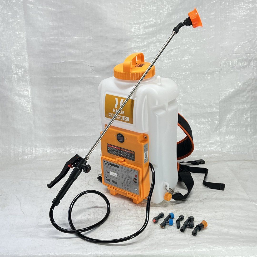 シーズン商品 充電式 電動噴霧器 12L 背負い式 バッテリー式 ノズル6種付 HG-KBS12L イエロー 348