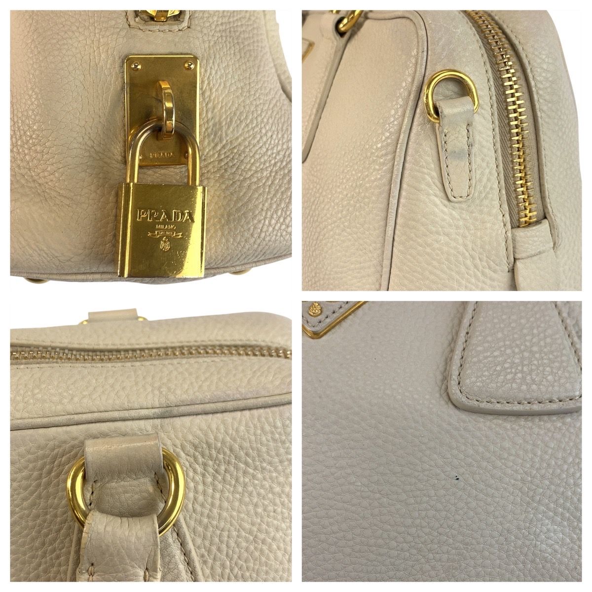 PRADA プラダ　ナイロンパーカー　フード　三角ロゴプレート　ベージュ 美品 PRADA プラダ ヴィッテロダイノ 三角ロゴプレート ベージュ